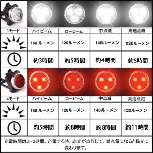 自転車用 LEDヘッドライト・テールランプ 前...の詳細画像2
