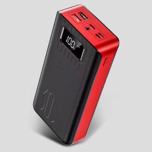 モバイルバッテリー MB004 ブラック×レッド 超大容量 30000mAh Type-C&Lightning入力 2台同時充電 5V/2A出力 PSE適合 90日保証｜e-auto fun ストア店