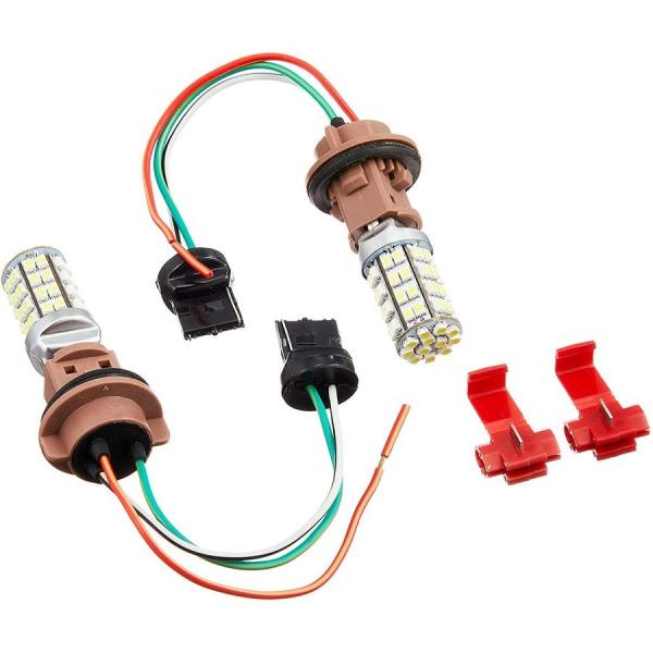 LEDバルブ ウインカー T20 DC12V レッド/アンバー ソケット付き 2本セット 90日保証
