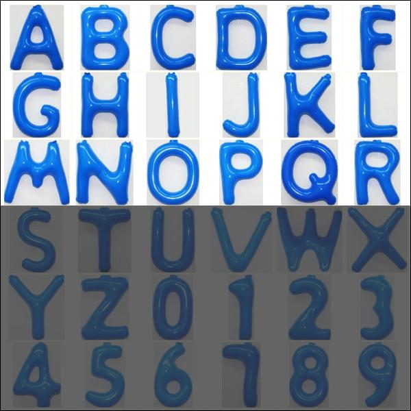 35cm英語ＰＯＰバルーン　青 [A〜R] /アルファベット 文字 風船 丈夫 ビニール製  ロゴ装...