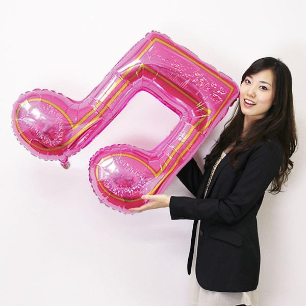 メタリック風船　大きなダブル音符バルーン　メタリックピンク/ 音符 風船 バルーン 大きい / メー...