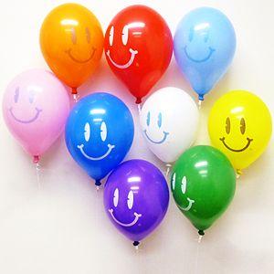 天然ゴム風船　スマイル柄(300ヶ)　ワンタッチバルブ、糸付 / バルーン｜e-balloon