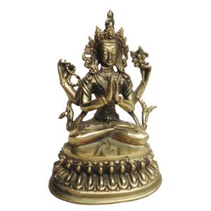 蔵出　チベット　ネパール？密教　仏教　アンティーク仏像　観音？薬師菩薩？真鍮製 チベット 密教 仏教 アンティーク仏像 千手観音？真鍮製