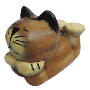 木彫り アジアン雑貨 大きい猫ちゃん木彫り22 : アジア雑貨ビンゴ