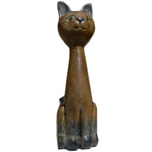 木彫り アジアン雑貨 大きい猫ちゃん木彫り22 : アジア雑貨ビンゴ