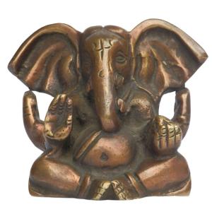 ガネーシャ（聖天、しょうてん）の置物[骨董風古銅色仕上げ]真鍮製