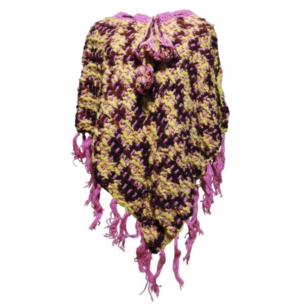 ポンチョ　ネパール手編みモチーフポンチョ11