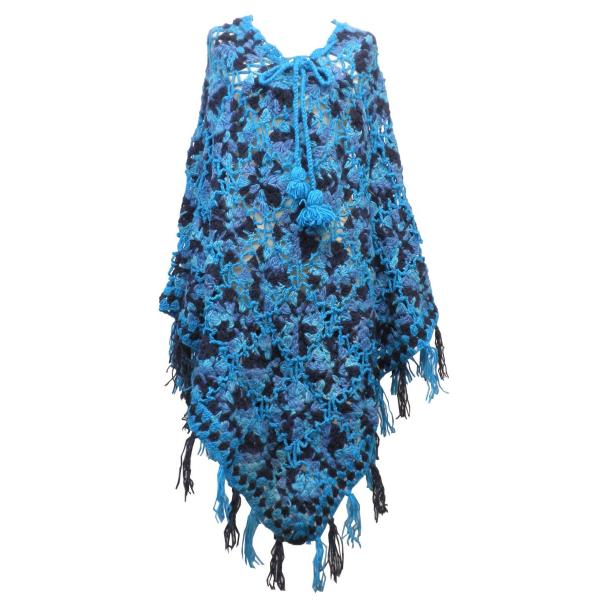 ポンチョ　ネパール手編みモチーフポンチョ53