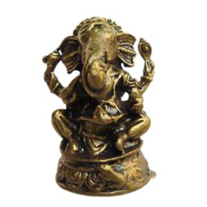 ガネーシャ（聖天、しょうてん）の置物[骨董風古銅色仕上げ]真鍮製