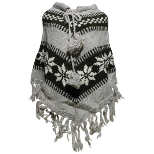 ポンチョ　アジアン衣料　ネパール手編みポンチョ30