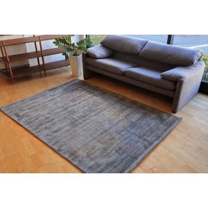 ラグ ラグマット 約2.5畳 160x230cm グレー 手織り(手機) 絨毯 ヴィスコース DYN...