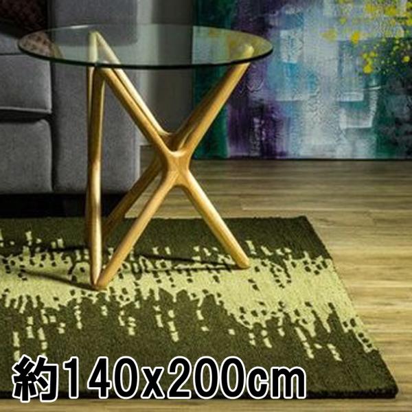 ラグ カーペット 140x200 秋 冬 手織り(手機) IKATO DESIGN グリーン 快適 ...