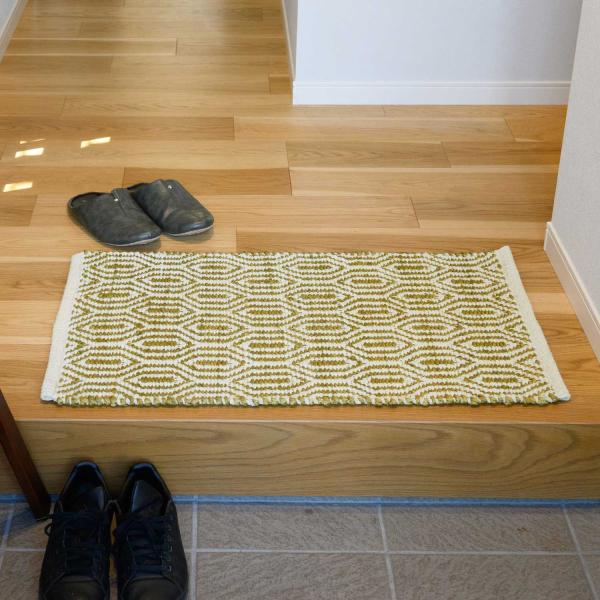 ラグ ラグマット 玄関マット 50x80cm セージ 平織り(手機) 絨毯 ジュート KRAFTO1...