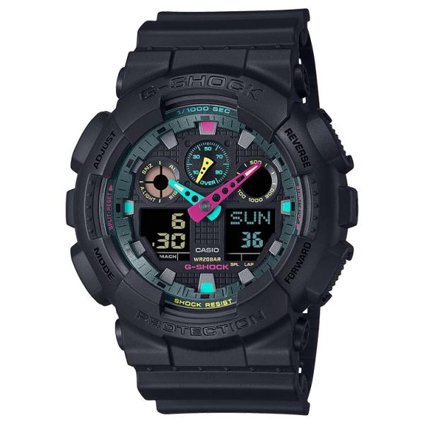 G-SHOCK gショック アナデジ マルチカラー ラウンドフェイス GA-100MF-1AJF C...