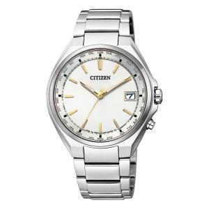特価品 アテッサ ATTESA CB1120-50P CITIZEN シチズン 電波ソーラー チタンバンド 文字盤小さめ 白 ゴールド 腕時計 メンズ