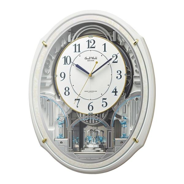 からくり時計 リズム 電波時計 回転飾り付き掛け時計 メロディ スモールワールドアルディN 4MN5...
