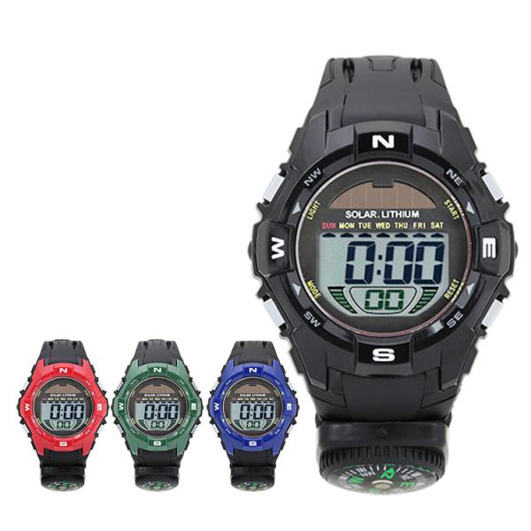 CYBEAT 太陽光発電ウォッチ コンパス付き 補助ソーラーパワー併用型 ブラック ブルー グレーン...