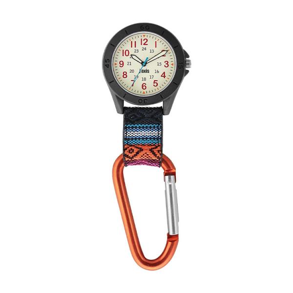 J-AXIS フックウォッチ カラビナホルダー時計 ポケットウォッチ エスニック オレンジ色 AP1...