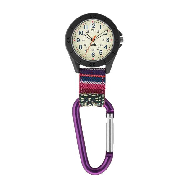 J-AXIS フックウォッチ カラビナホルダー時計 ポケットウォッチ エスニック パープル 紫 AP...