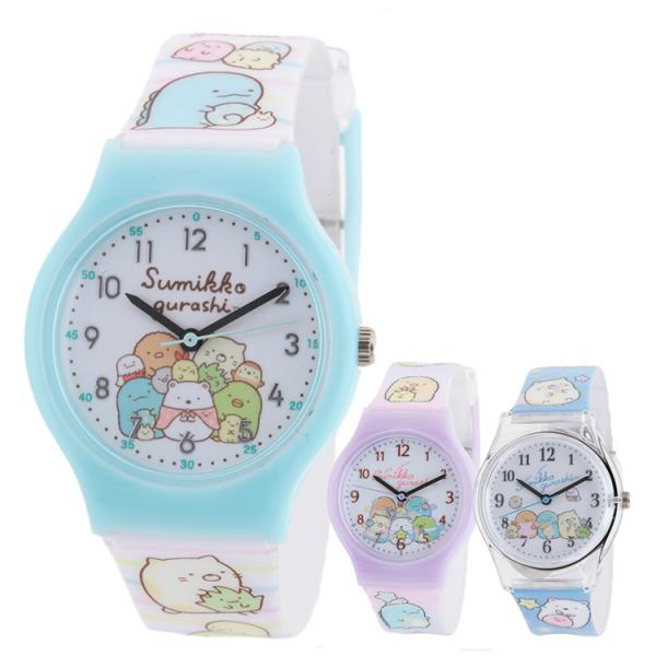 すみっコぐらし プリントウォッチ キャラクター ミント パープル クリア J-AXIS サン・フレイ...