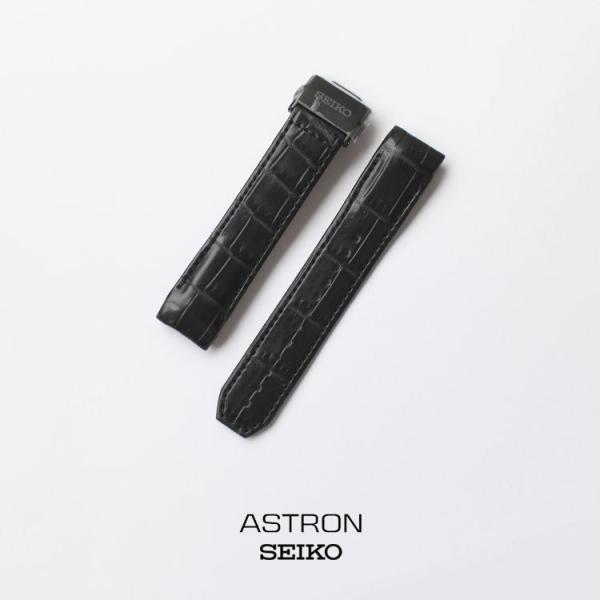 ASTRON アストロン SEIKO セイコー クロコダイル 替えバンド 交換 ベルト 黒 R7X1...