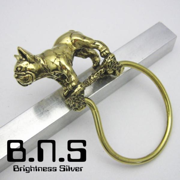 フレンチブルドッグキーリング　ブラス　真鍮(キーホルダー、キーチェーン、鍵、犬、ドッグ、Dog、動物...