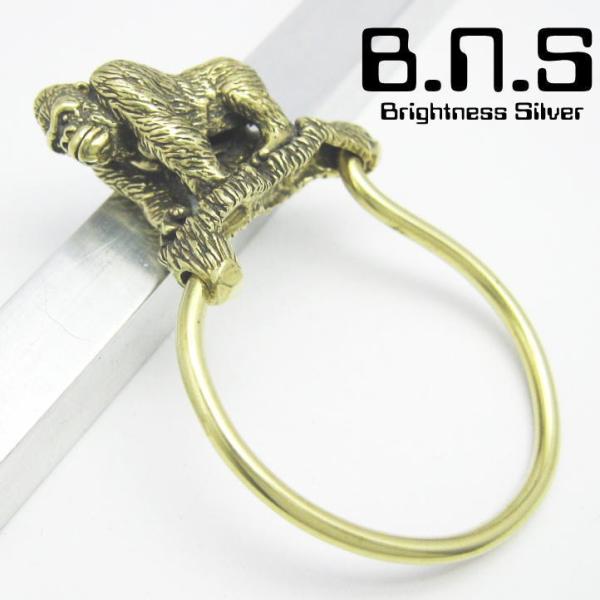 金色のゴリラ、ゴリラキーリング　ブラス　真鍮(キーホルダー、キーチェーン、鍵、猿、類人猿、Goril...