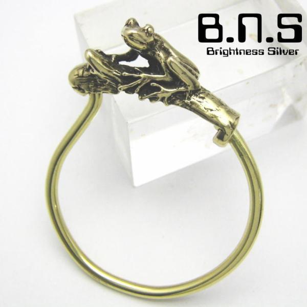 金色のカエル フロッグキーリング　真鍮　ブラス【key-045-KB02】