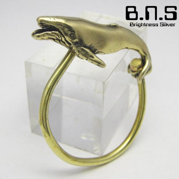 金色の鯨 ホエールキーリング　真鍮　イエローブラス ザトウクジラ 座頭鯨【key-046-KB03】