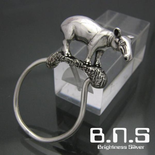 銀の獏、マレーバクキーリング　シルバー925　SV925(キーホルダー、キーチェーン、鍵、タピルス、...
