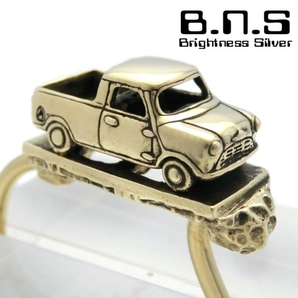 MINI ミニピックアップトラックキーリング キーホルダー ブラス 真鍮 (鍵、ミニクーパー ローバ...