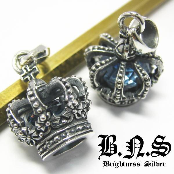 サファイアクラウンチャームペンダント ブルー　シルバー925＆シンセチックサファイア【neck-12...