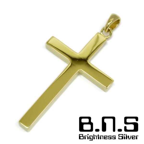 プレーンゴールドクロスペンダント L  真鍮製 真ちゅう brass ブラス 【neck-1458-...
