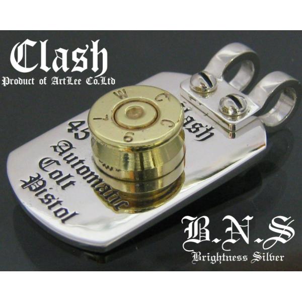 Clash  45ACPプレートペンダント 実弾薬莢　シルバー925&amp;真鍮 ガバメント m1911