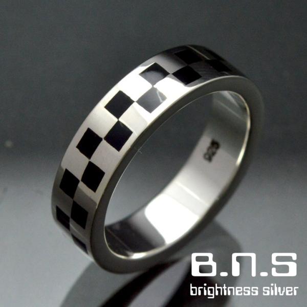 市松模様、チェッカーリング シルバー925 銀製(シンプル 平打ち 指輪 チェック 和柄 銀)