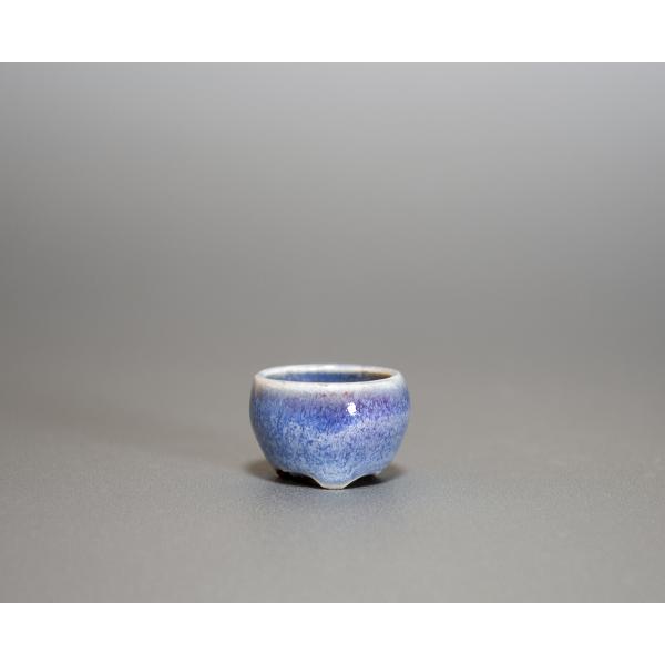 プチ盆栽鉢　青流紋釉 丸盆栽鉢　小鉢　小さな盆栽鉢　 p0540