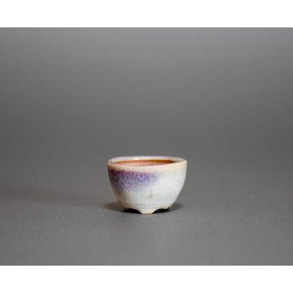 プチ盆栽鉢　白流紋釉 丸盆栽鉢　正子鉢　小鉢　小さな鉢　 p0544