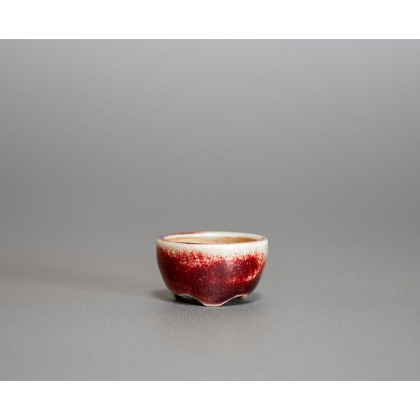 プチ盆栽鉢　辰砂釉 丸盆栽鉢　小鉢　小さい鉢　國井正子鉢　p0545