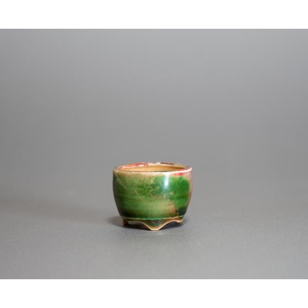 プチ盆栽鉢　織部釉 丸盆栽鉢　小鉢　小さい鉢　p0547