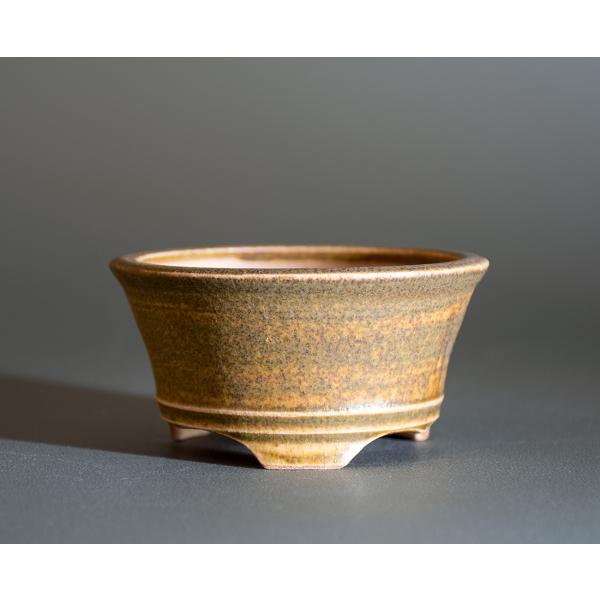 盆栽鉢　緑灰釉 丸盆栽鉢　小品盆栽鉢　小さな盆栽鉢　p0921