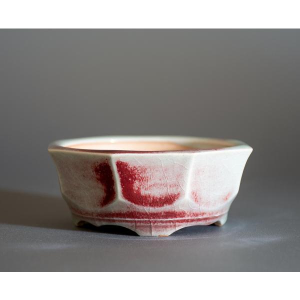 盆栽鉢　辰砂釉八角盆栽鉢　小品盆栽鉢　小さな盆栽鉢　p0967