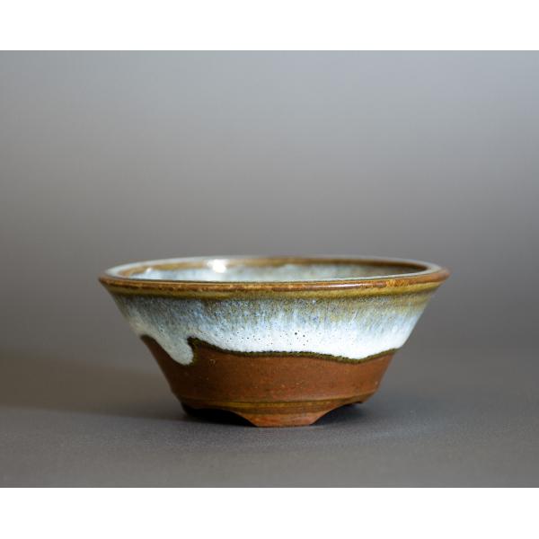 盆栽鉢　黄瀬戸マット釉 丸盆栽鉢　小品盆栽鉢　p1064