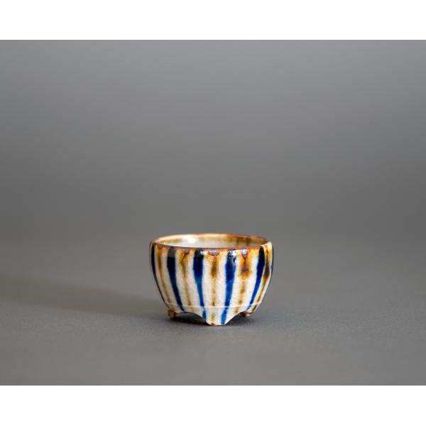 プチ盆栽鉢　下絵付透明釉 丸盆栽鉢　小鉢　小さな盆栽鉢　 p1068