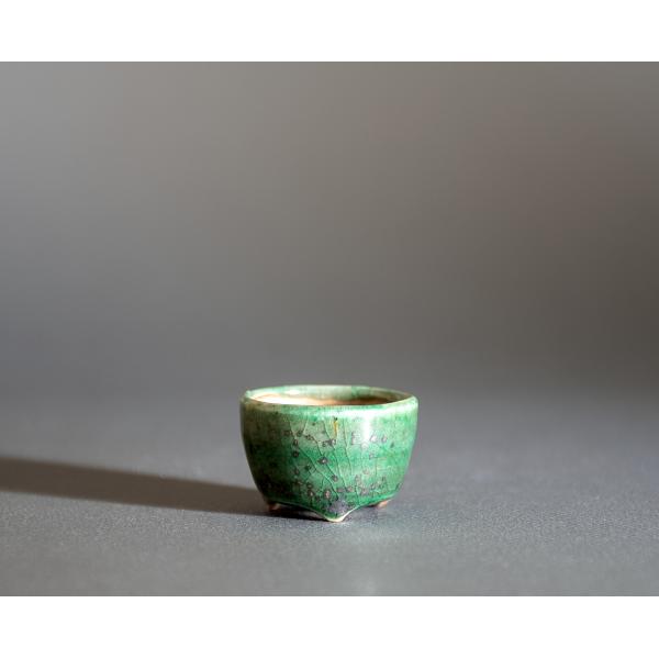 プチ盆栽鉢　織部釉 丸盆栽鉢　小鉢　小さい鉢　p1114