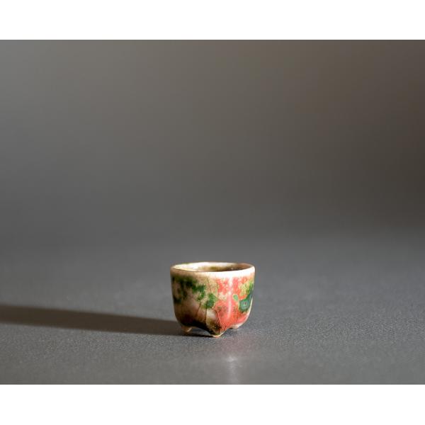 プチ盆栽鉢　織部釉 丸盆栽鉢　小鉢　小さい鉢　p1117
