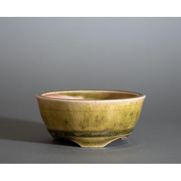 盆栽鉢　緑灰釉 丸盆栽鉢　小品盆栽鉢　小さな盆栽鉢　p1161