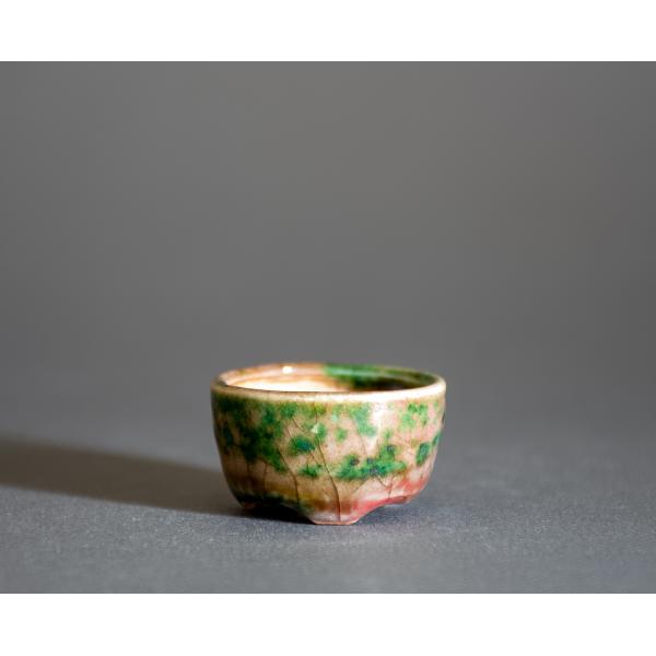 プチ盆栽鉢　織部釉 丸盆栽鉢　小鉢　小さい鉢　p1298