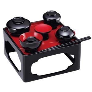 仏具・掛盤膳椀セット（黒内朱/6.0寸）【メーカー取寄品】 : 仏壇