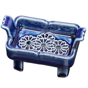 仏具・焼香箱用陶器台座 焼香無灰（瑠璃）【メーカー取寄品】｜e-butsudanya