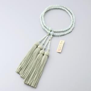 限定品】数珠 女性用二連 アコヤ真珠 水晶切子 正絹房 塗箱入 京念珠